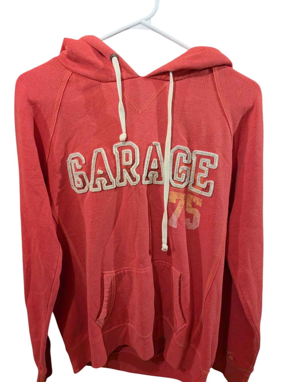 Coral Red 'Garage' Graphic Hoodie Sweatshirt - Women's